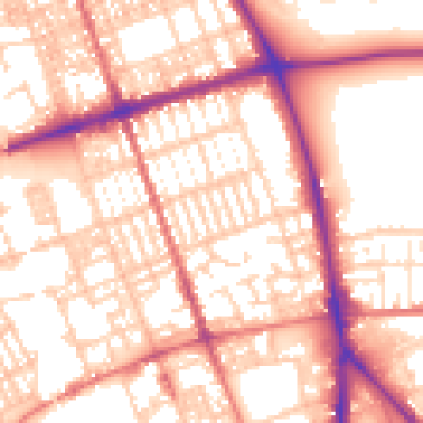Daytime road noise heatmap for PR1 7XL