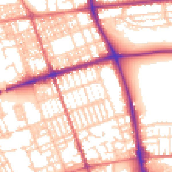 Daytime road noise heatmap for PR1 7YB