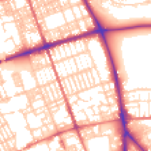 Daytime road noise heatmap for PR1 7YD