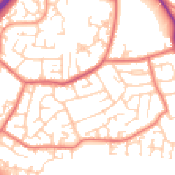 Daytime road noise heatmap for PR1 9BE