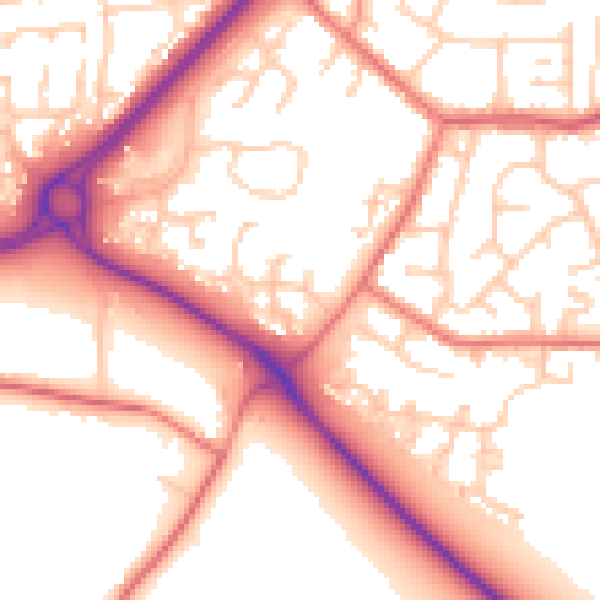 Daytime road noise heatmap for PR1 9BP