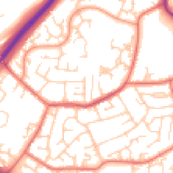 Daytime road noise heatmap for PR1 9HQ