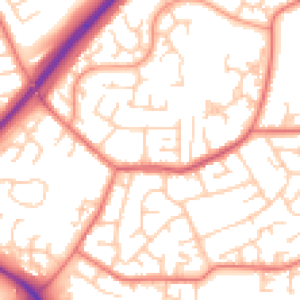 Daytime road noise heatmap for PR1 9HU
