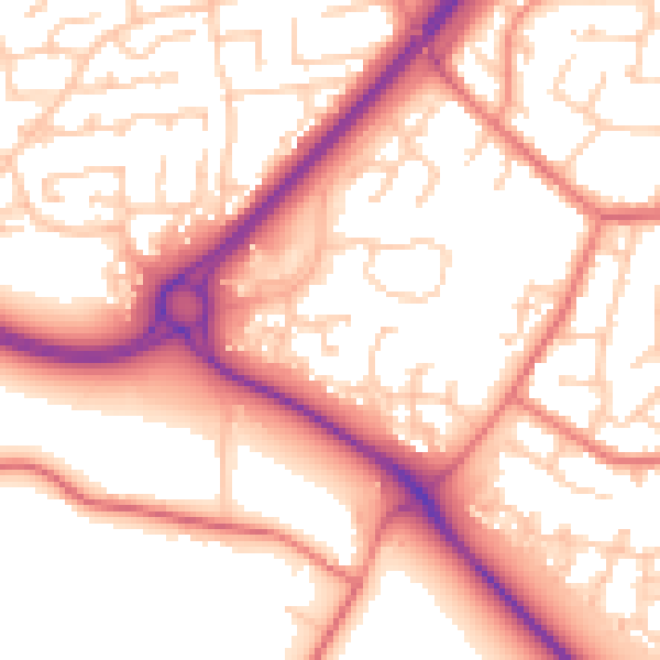 Daytime road noise heatmap for PR1 9LP