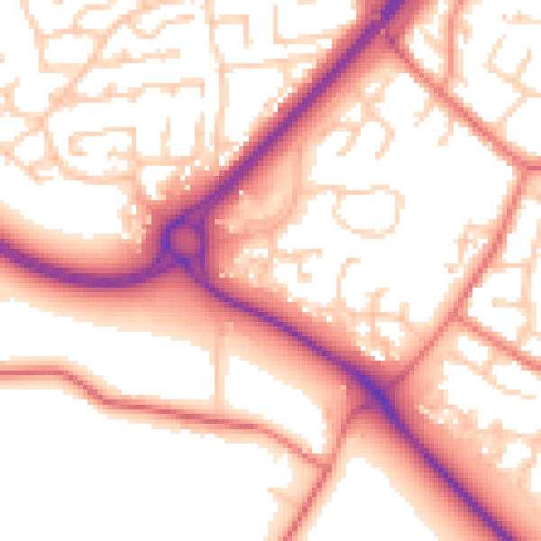 Daytime road noise heatmap for PR1 9LQ