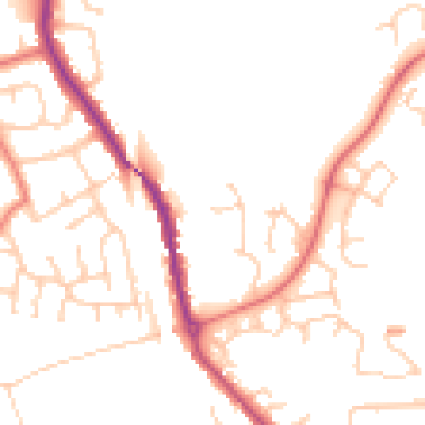 Daytime road noise heatmap for PR1 9RZ