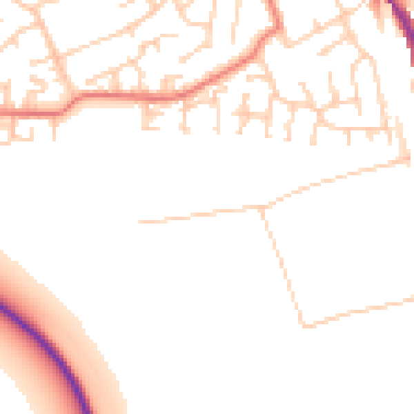 Daytime road noise heatmap for PR1 9TU