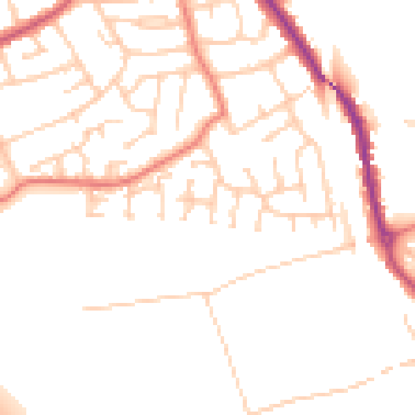 Daytime road noise heatmap for PR1 9UN