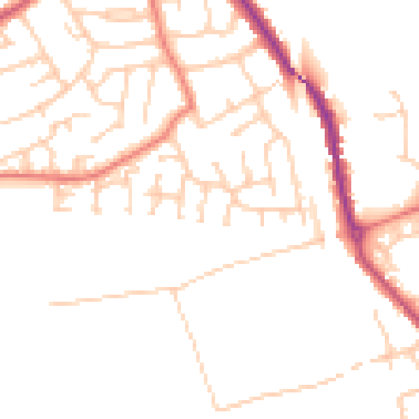 Daytime road noise heatmap for PR1 9UQ