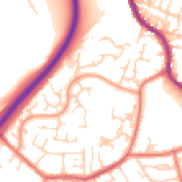 Daytime road noise heatmap for PR1 9ZD