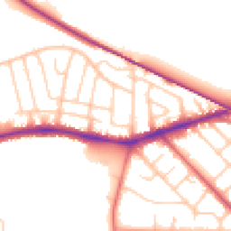 Daytime road noise heatmap for PR2 1JU