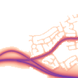 Daytime road noise heatmap for PR2 1WQ