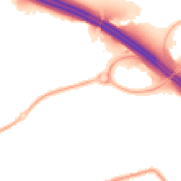 Night-time road noise heatmap for PR2 9LW
