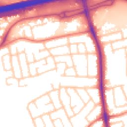 Daytime road noise heatmap for PR2 9UJ