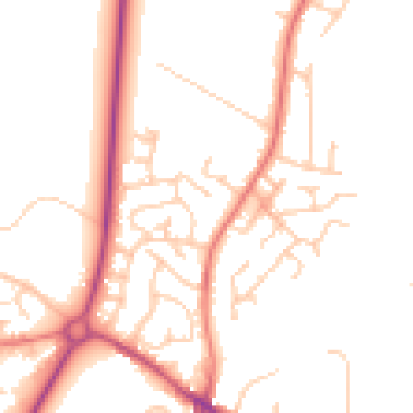 Daytime road noise heatmap for PR26 6AA