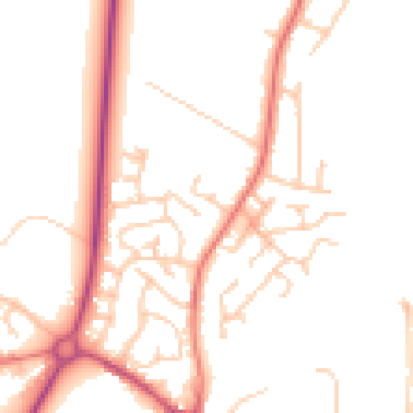 Daytime road noise heatmap for PR26 6AG