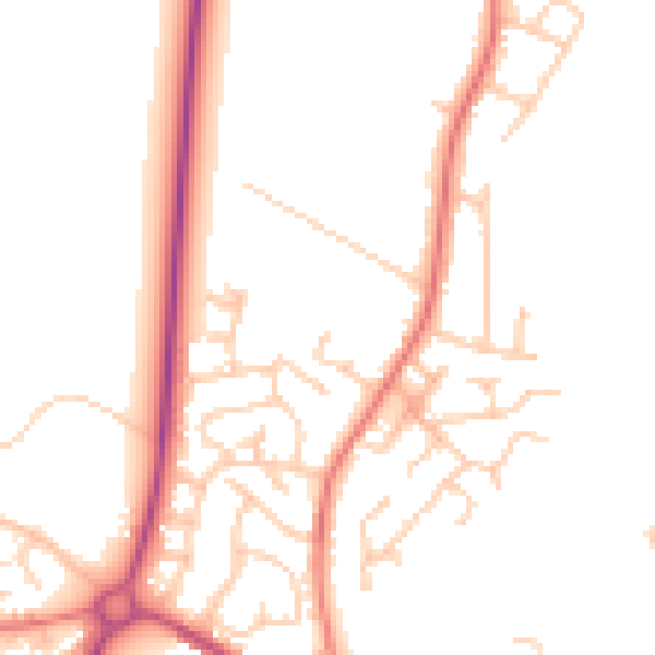 Daytime road noise heatmap for PR26 6AN