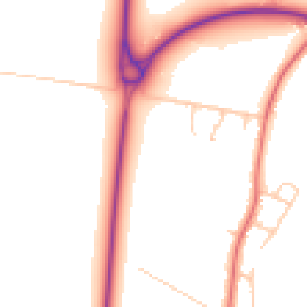 Daytime road noise heatmap for PR26 6AQ