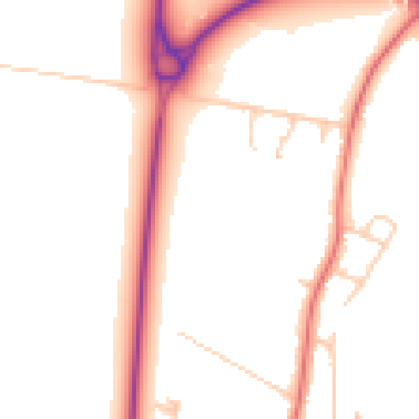 Daytime road noise heatmap for PR26 6AS