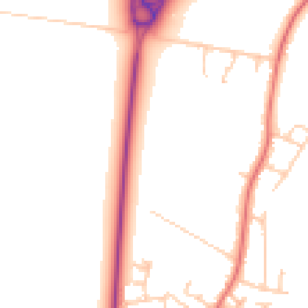 Daytime road noise heatmap for PR26 6AU