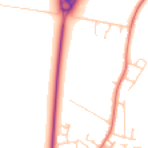 Daytime road noise heatmap for PR26 6AW