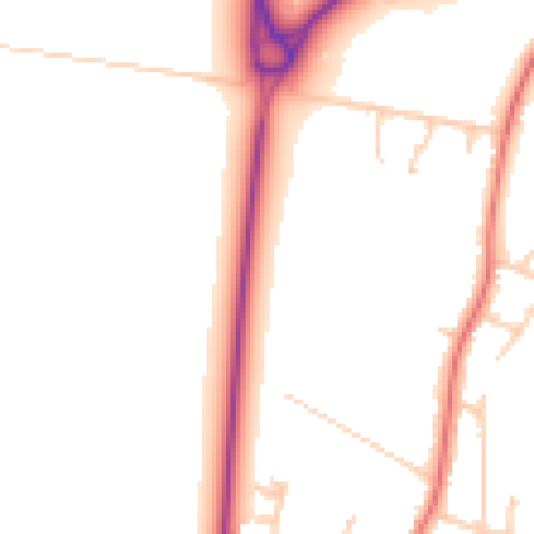 Daytime road noise heatmap for PR26 6AY