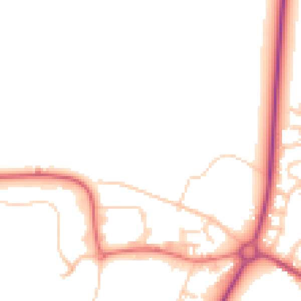 Daytime road noise heatmap for PR26 6BE