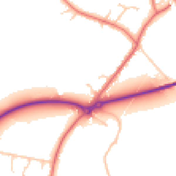 Daytime road noise heatmap for PR26 6PA
