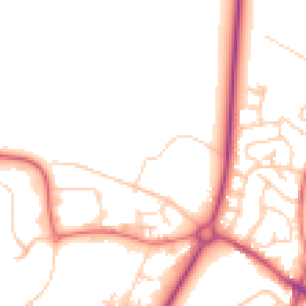 Daytime road noise heatmap for PR26 6PD