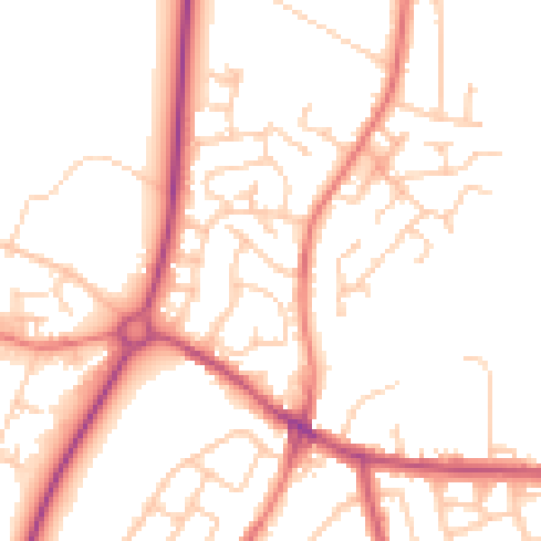 Daytime road noise heatmap for PR26 6PE