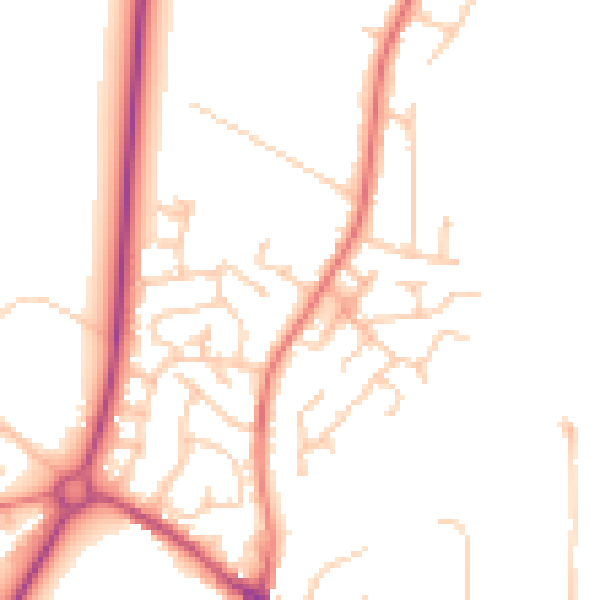 Daytime road noise heatmap for PR26 6PJ