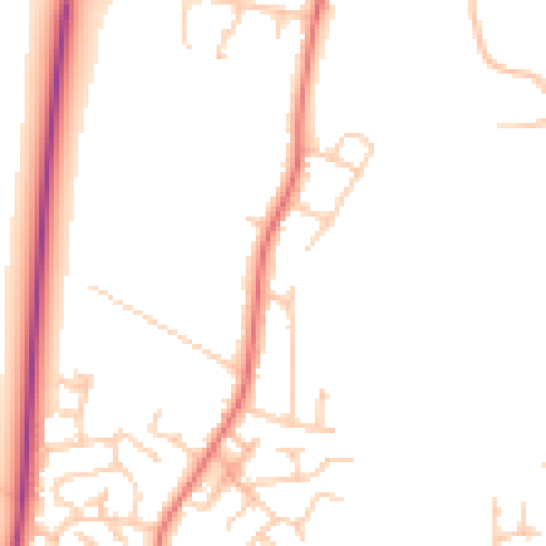 Daytime road noise heatmap for PR26 6PL