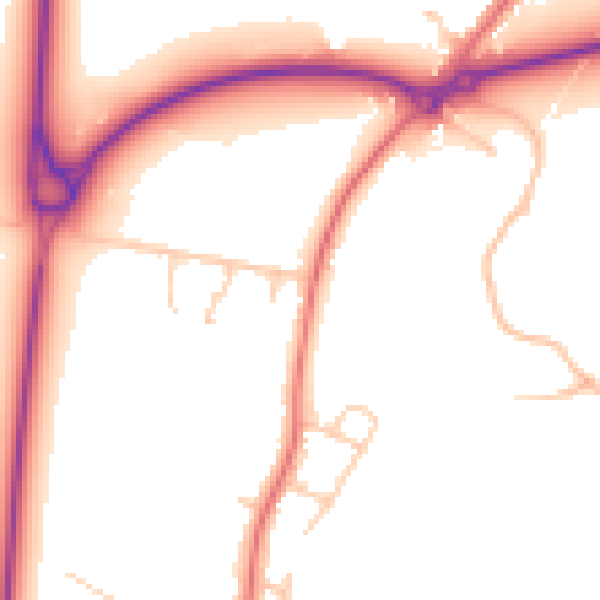 Daytime road noise heatmap for PR26 6PN