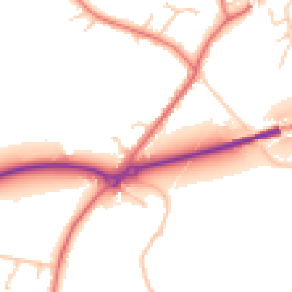 Daytime road noise heatmap for PR26 6PP