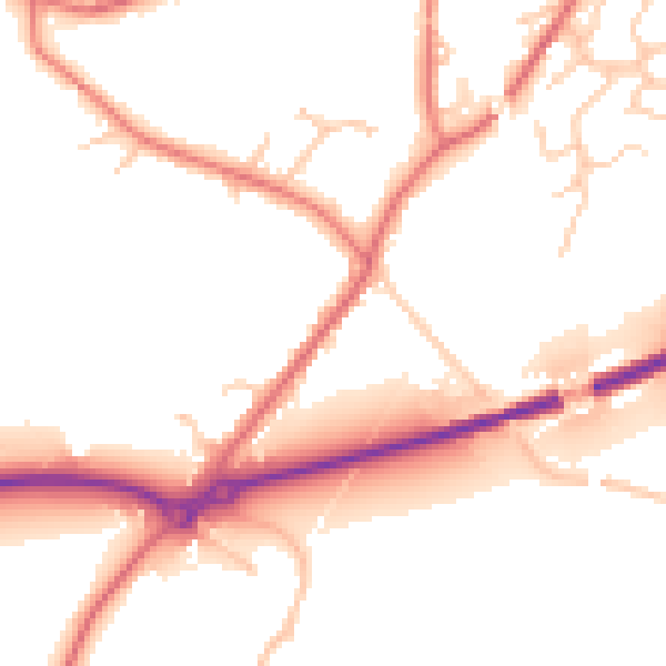 Daytime road noise heatmap for PR26 6PQ