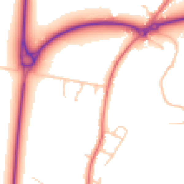 Daytime road noise heatmap for PR26 6PX