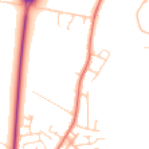 Daytime road noise heatmap for PR26 6PZ