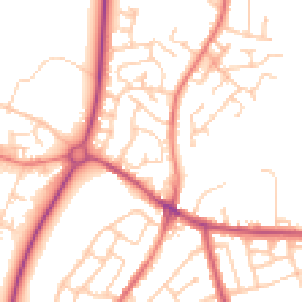 Daytime road noise heatmap for PR26 6QA