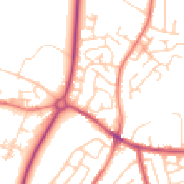 Daytime road noise heatmap for PR26 6QB