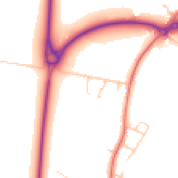 Daytime road noise heatmap for PR26 6QD