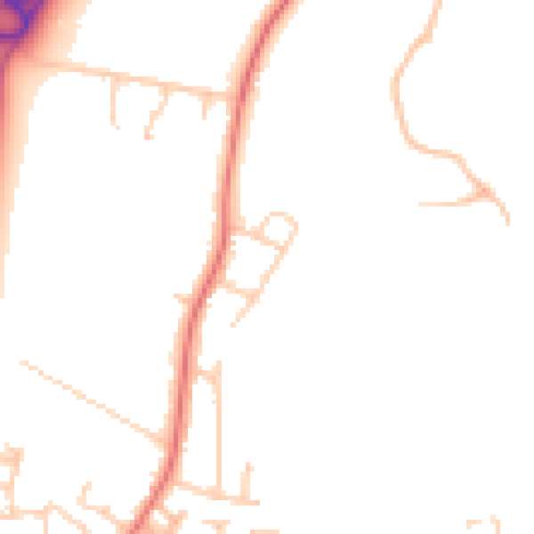 Daytime road noise heatmap for PR26 6QE
