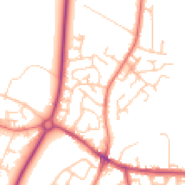 Daytime road noise heatmap for PR26 6QF