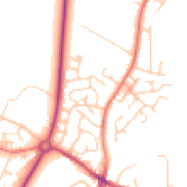 Daytime road noise heatmap for PR26 6QG