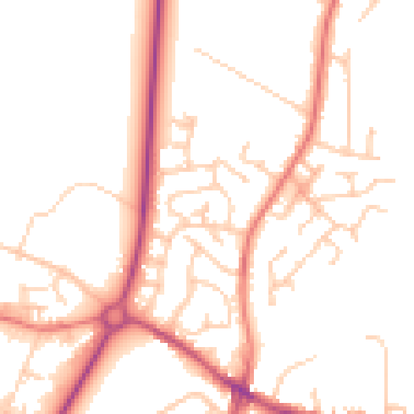 Daytime road noise heatmap for PR26 6QJ