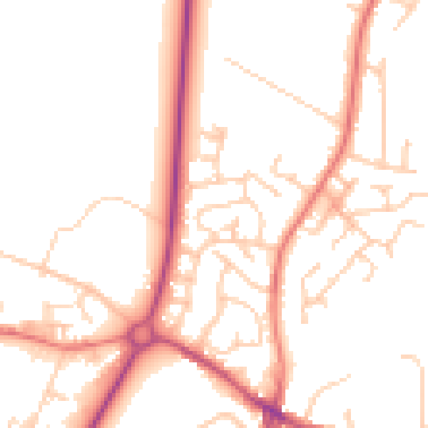Daytime road noise heatmap for PR26 6QL