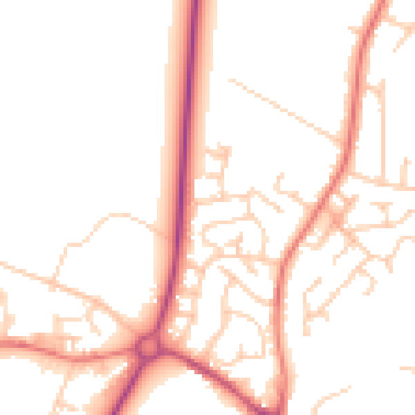 Daytime road noise heatmap for PR26 6QN
