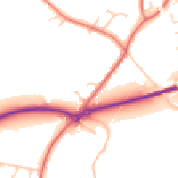 Daytime road noise heatmap for PR26 6QQ