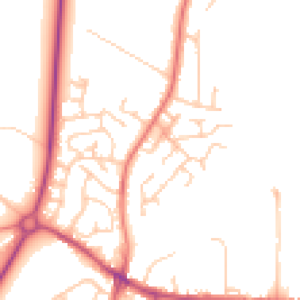 Daytime road noise heatmap for PR26 6QT