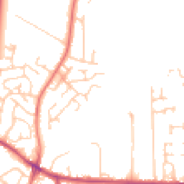 Daytime road noise heatmap for PR26 6QW