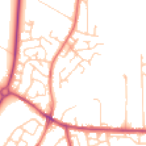 Daytime road noise heatmap for PR26 6QX